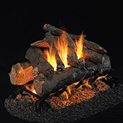18" American Oak Vented Log Set / G45 Stainless Steel See-Thru Ember Burner - Peterson Real Fyre