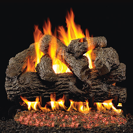 36" Royal English Oak Vented Log Set / G45 Stainless Steel Burner - Peterson Real Fyre