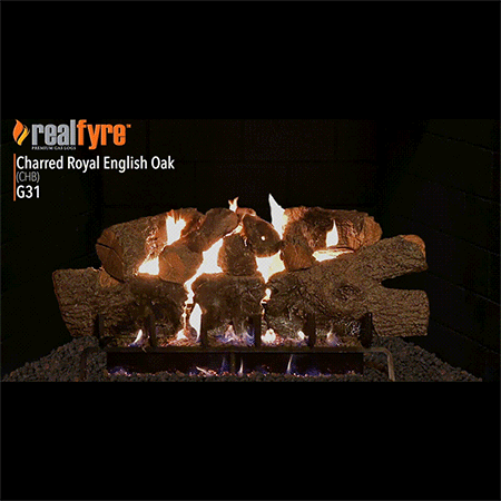 Charred Royal English Oak Vented Log Set / G31 Three Tiered Burner - Peterson Real Fyre
