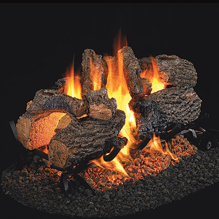 30" Charred Oak Vented Log Set / G45 See-Thru Ember Burner - Peterson Real Fyre