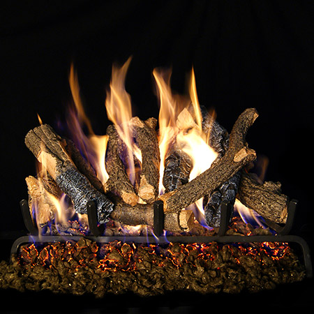 Charred Oak Stack Vented Log Set / G4 Ember Burner - Peterson Real Fyre