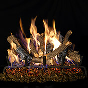 24" Charred Oak Stack Vented Log Set / G4 Ember Burner - Peterson Real Fyre