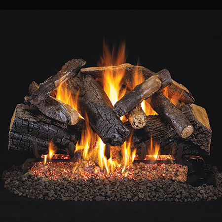 Charred Majestic Oak Vented Log Set / G45 Ember Burner - Peterson Real Fyre