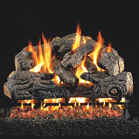 Charred Northern Vented Log Set / G4 Ember Burner - Peterson Real Fyre