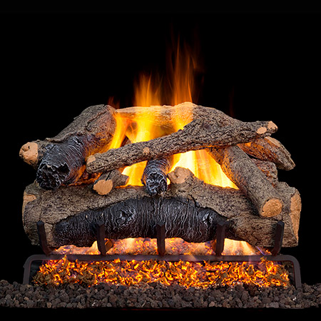 24" Charred Colonial Oak Vented Log Set / G52 Radiant Fyre Burner - Peterson Real Fyre
