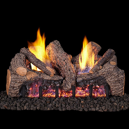 30" Foothill Oak Vent Free Logs / G19 ANSI Certified Burner - Peterson Real Fyre