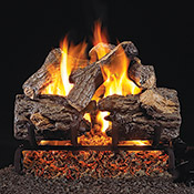 16" Burnt Rustic Oak Vented Log Set / G4 Ember Burner - Peterson Real Fyre
