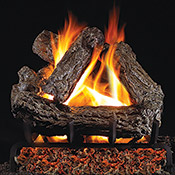 16" Rustic Oak Vented Log Set / G45 Ember Burner - Peterson Real Fyre