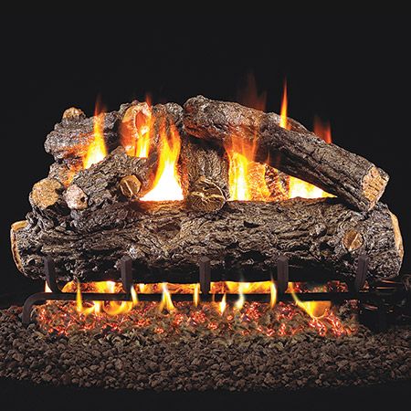 24" Rustic Oak Designer Vented Log Set / G4 Ember Burner - Peterson Real Fyre