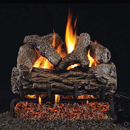 16" Golden Oak Vented Log Set / G4 Ember Burner - Peterson Real Fyre