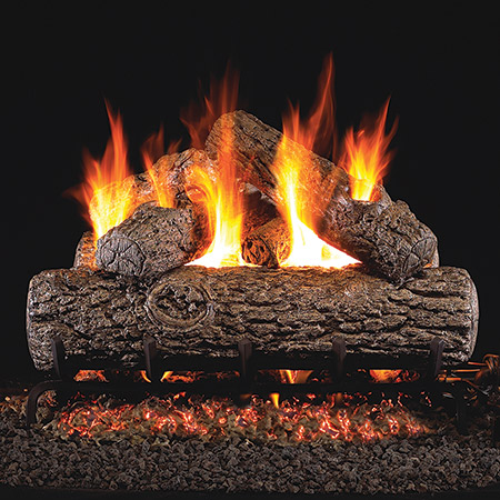 19" Golden Oak Vented Log Set / G4 Ember Burner - Peterson Real Fyre
