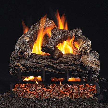 16" Golden Oak Designer Plus Vented Log Set / G45 Ember Burner - Peterson Real Fyre