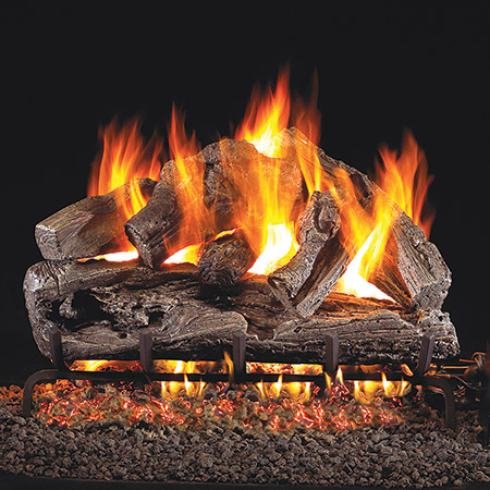 24" Rugged Oak Vented Log Set / G45 Ember Burner - Peterson Real Fyre