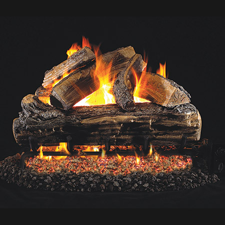 24" Split Oak Vented Log Set / G46 ANSI Certified Burner - Peterson Real Fyre