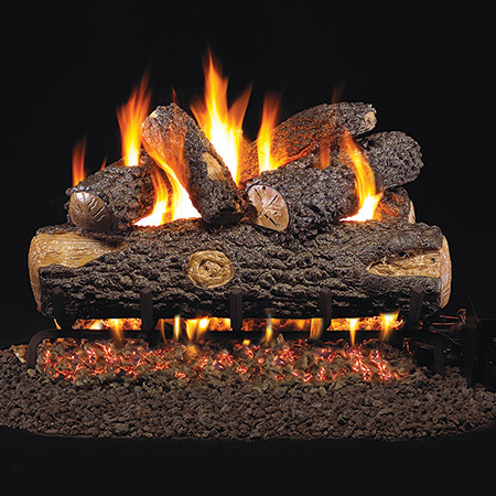 20" Woodland Oak Vented Log Set / G4 Ember Burner - Peterson Real Fyre