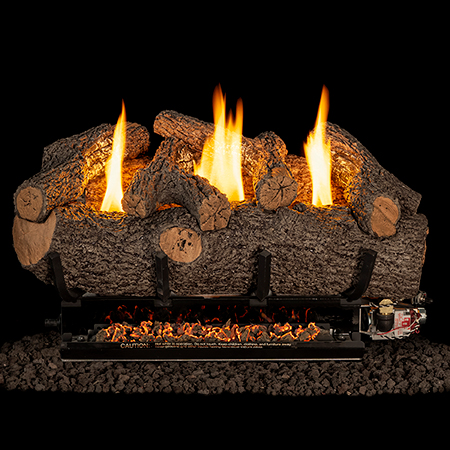 24" Meadow Oak Vent Free Log / G9 ANSI Approved Burner - Peterson Real Fyre