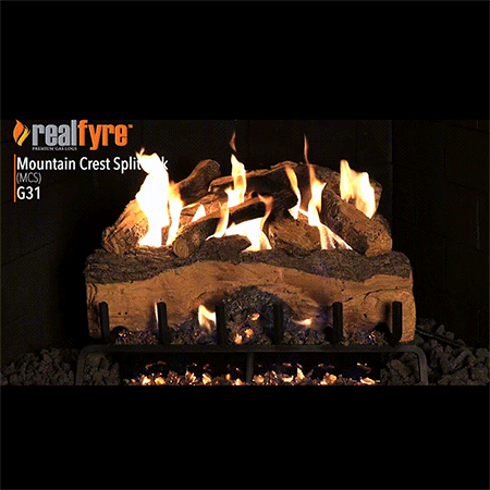 Mountain Crest Split Oak Vented Log Set / G31 Three Tiered Burner - Peterson Real Fyre