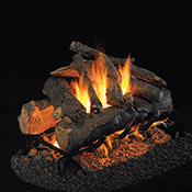 24" American Oak Vented Log Set / G45 Stainless Steel See-Thru Ember Burner - Peterson Real Fyre
