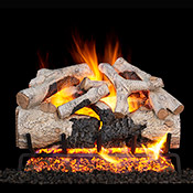 30" Charred Burnt Aspen Vented Log Set / G52 Stainless Steel Radiant Fyre Burner - Peterson Real Fyre