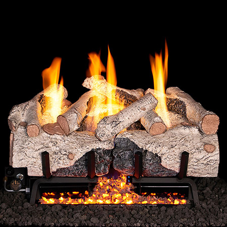 30" Charred Alpine Birch Vent Free Log / G10 ANSI Certified Burner - Peterson Real Fyre