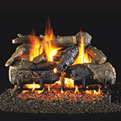 24" Charred American Oak Vented Log Set / G45 Stainless Steel Burner - Peterson