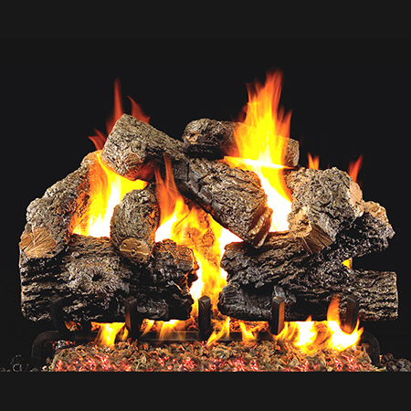 18" Charred Royal English Oak Vented Log Set / G45 Stainless Steel Burner - Peterson Real Fyre