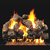 18" Charred Royal English Oak Vented Log Set / G4 Ember Burner - Peterson Real Fyre 