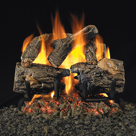 Charred Oak Vented Log Set / G45 Ember Burner - Peterson Real Fyre