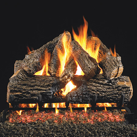 Charred Oak Vented Log Set / G45 Stainless Steel Burner - Peterson Real Fyre