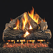 18" Charred Oak Vented Log Set / G45 Stainless Steel Burner - Peterson Real Fyre