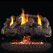 18" Charred Frontier Oak Vent Free Log / G10 ANSI Certified Stainless Steel Burner - Peterson Real Fyre