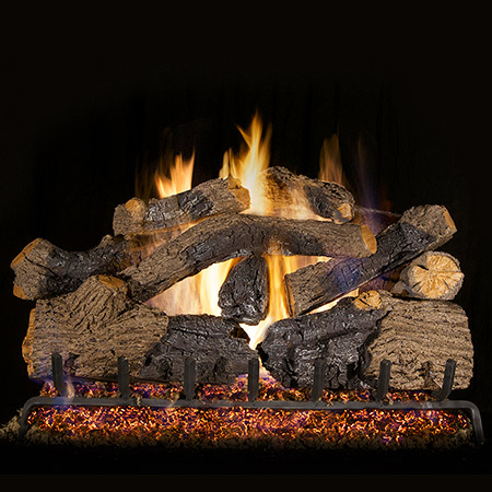 24" Charred Grizzly Oak Vented Log Set / G45 Ember Burner - Peterson