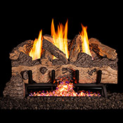 18" Charred Gnarled Split Vent Free Log / G10 ANSI Certified Stainless Steel Burner - Peterson Real Fyre