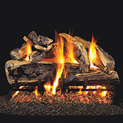 18" Charred Rugged Split Oak Vented Log Set / G45 Stainless Steel Burner - Peterson Real Fyre