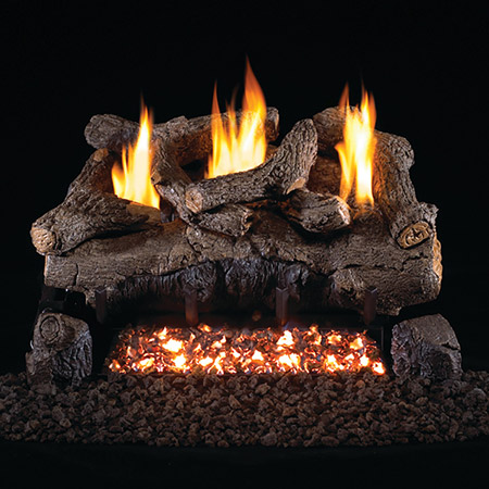 24"  Evening Fyre Vent Free Log / G18 ANSI Certified Burner - Peterson Real Fyre