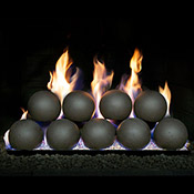18" Epic Black 4" Fyre Spheres / P45 Dual Pan Burner - Peterson Real Fyre