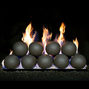 30" Epic Black 4" Fyre Spheres / P45 Dual Pan Burner - Peterson Real Fyre