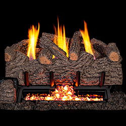 24" Gnarled Oak Vent Free Log / G10 ANSI Certified Burner - Peterson Real Fyre
