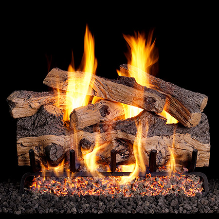 36" Gnarled Split Oak Vented Log Set / G45 Ember Burner - Peterson