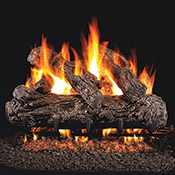 18" Rustic Oak Vented Log Set / G45 Ember Burner - Peterson Real Fyre