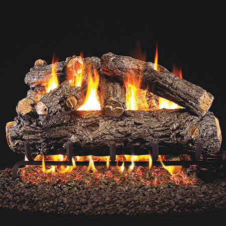 18" Rustic Oak Designer Vented Log Set / G45 Stainless Steel Burner - Peterson