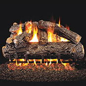 18" Rustic Oak Designer Vented Log Set / G4 Ember Burner - Peterson Real Fyre