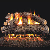 24" Rustic Oak Designer Vented Log Set / G45 Ember Burner - Peterson