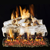 18" Mountain Birch Vented Log Set / G45 Stainless Steel Burner - Peterson