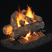 16" Golden Oak Designer Plus Vented Log Set / G45 Stainless Steel See-Thru Ember Burner - Peterson Real Fyre