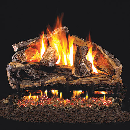 18" Rugged Split Oak Vented Log Set / G4 Ember Burner - Peterson Real Fyre