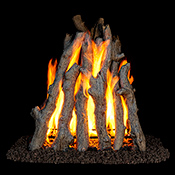24" Rural Aged Oak Vented Log Set / GR47 Rumford Style Burner - Peterson Real Fyre