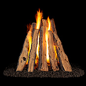 18" Rural Split Oak Vented Log Set / GR47 Rumford Style Burner - Peterson Real Fyre