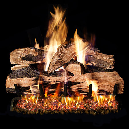 20" Split Oak Designer Plus Vented Log Set / G4 Ember Burner - Peterson Real Fyre