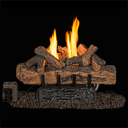 16" Split Valley Oak Vent Free Log / G8 ANSI Certified Burner - Peterson Real Fyre